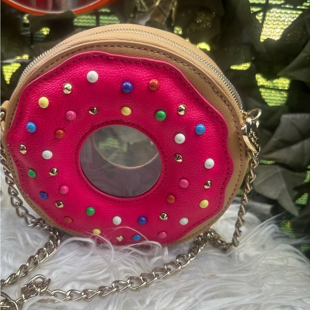 Betsey Johnson RARE donut crossbody bag clear cutout and gold strap